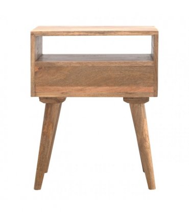 Artisan Furniture Solid Wood Modern Bedside with Open Slot, Beige, 1Drawer