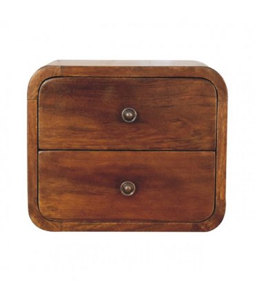 Artisan Furniture Solid Wood Floating Mini Chestnut Bedside, Brown, 2Drawers