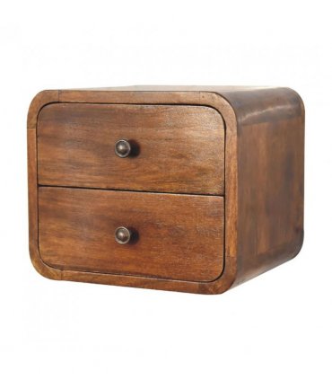 Artisan Furniture Solid Wood Floating Mini Chestnut Bedside, Brown, 2Drawers