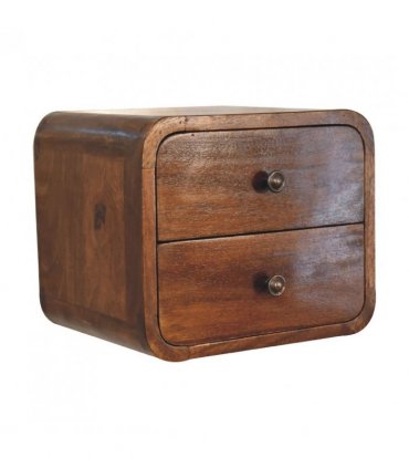 Artisan Furniture Solid Wood Floating Mini Chestnut Bedside, Brown, 2Drawers