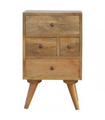 Artisan Furniture Solid Wood Wall Nordic Style 4 Drawer Multi Bedside, 4 Drawers, Brown