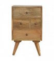 Artisan Furniture Solid Wood Wall Nordic Style 4 Drawer Multi Bedside, 4 Drawers, Brown