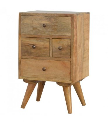 Artisan Furniture Solid Wood Wall Nordic Style 4 Drawer Multi Bedside, 4 Drawers, Brown