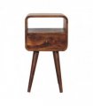 Artisan Furniture Solid Wood Mini Chestnut Curve Open Bedside, 1 Drawer, 1 Open Slot