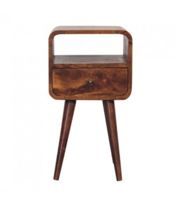 Artisan Furniture Solid Wood Mini Chestnut Curve Open Bedside, 1 Drawer, 1 Open Slot