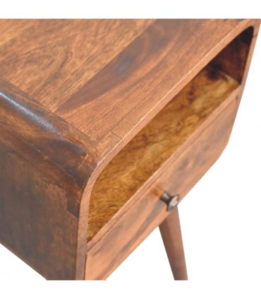 Artisan Furniture Solid Wood Mini Chestnut Curve Open Bedside, 1 Drawer, 1 Open Slot