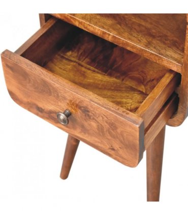 Artisan Furniture Solid Wood Mini Chestnut Curve Open Bedside, 1 Drawer, 1 Open Slot