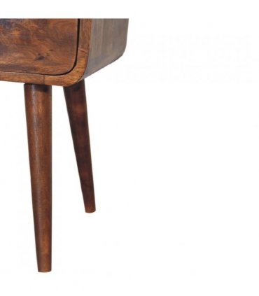 Artisan Furniture Solid Wood Mini Chestnut Curve Open Bedside, 1 Drawer, 1 Open Slot