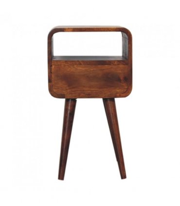Artisan Furniture Solid Wood Mini Chestnut Curve Open Bedside, 1 Drawer, 1 Open Slot