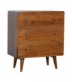 Artisan Furniture Solid Wood Curved Chestnut Chest, 3 Drawers, Dark Brown