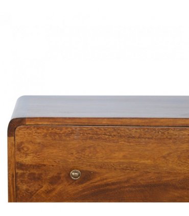 Artisan Furniture Solid Wood Curved Chestnut Chest, 3 Drawers, Dark Brown