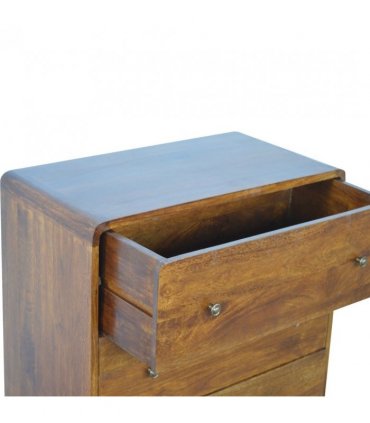 Artisan Furniture Solid Wood Curved Chestnut Chest, 3 Drawers, Dark Brown