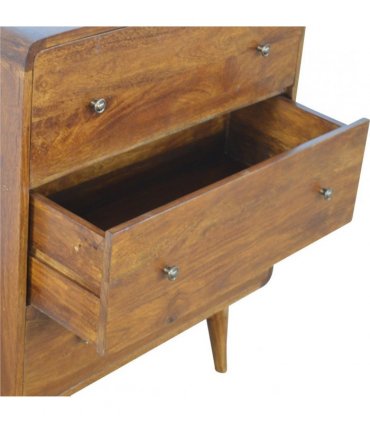 Artisan Furniture Solid Wood Curved Chestnut Chest, 3 Drawers, Dark Brown