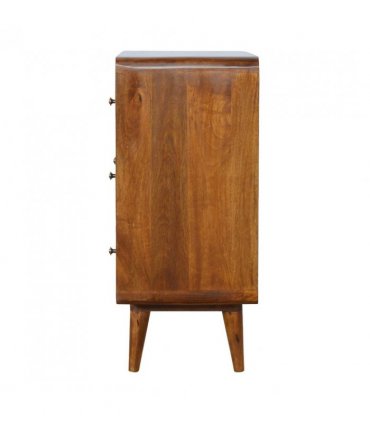 Artisan Furniture Solid Wood Curved Chestnut Chest, 3 Drawers, Dark Brown
