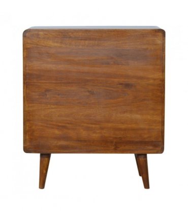 Artisan Furniture Solid Wood Curved Chestnut Chest, 3 Drawers, Dark Brown
