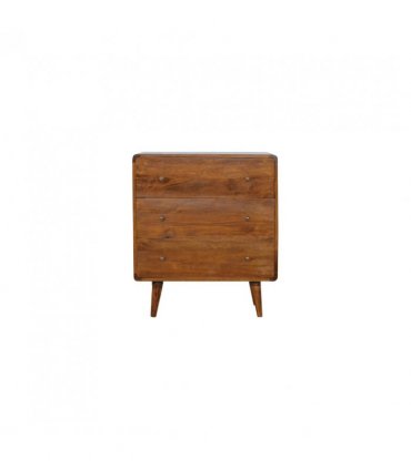 Artisan Furniture Solid Wood Curved Chestnut Chest, 3 Drawers, Dark Brown