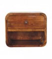 Artisan Furniture Solid Wood Mini Curve Floating Bedside, 1 Drawer, 1 Shelf, Brown