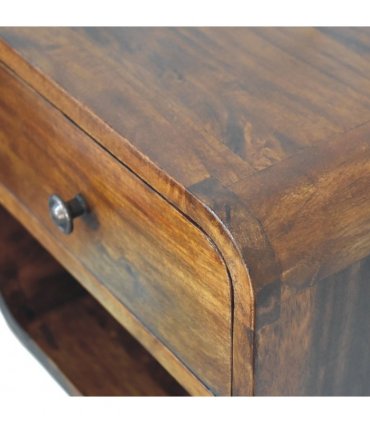 Artisan Furniture Solid Wood Mini Curve Floating Bedside, 1 Drawer, 1 Shelf, Brown