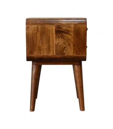 Artisan Furniture Solid Wood Curved Chestnut Bedside, Brown, 2Drawers