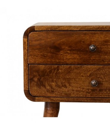 Artisan Furniture Solid Wood Curved Chestnut Bedside, Brown, 2Drawers