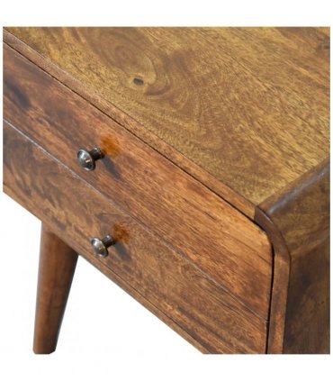 Artisan Furniture Solid Wood Curved Chestnut Bedside, Brown, 2Drawers