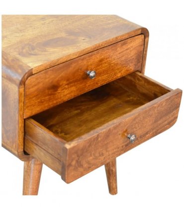 Artisan Furniture Solid Wood Curved Chestnut Bedside, Brown, 2Drawers