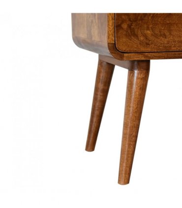Artisan Furniture Solid Wood Curved Chestnut Bedside, Brown, 2Drawers