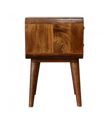 Artisan Furniture Solid Wood Curved Chestnut Bedside, Brown, 2Drawers