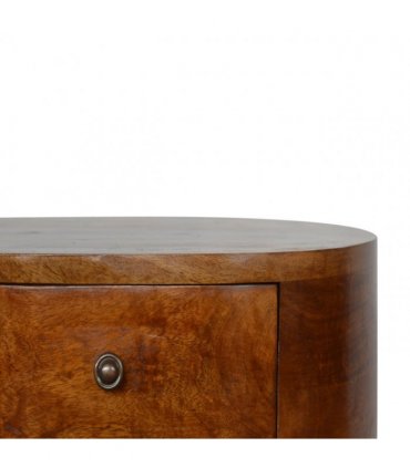 Artisan Furniture Solid Wood Chestnut Rounded Bedside Table, Dark Brown, 2 Drawers