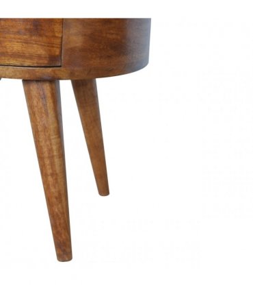 Artisan Furniture Solid Wood Chestnut Rounded Bedside Table, Dark Brown, 2 Drawers
