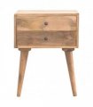 Artisan Furniture Solid Wood Modern Solid Wood Bedside, 2 Drawers, Beige
