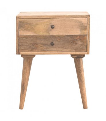 Artisan Furniture Solid Wood Modern Solid Wood Bedside, 2 Drawers, Beige
