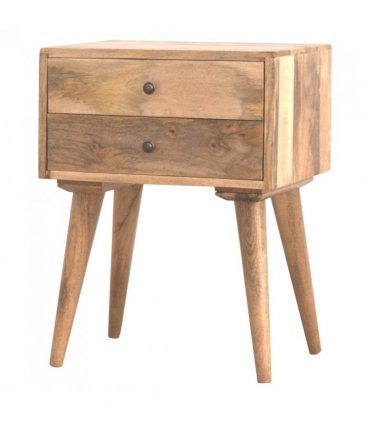 Artisan Furniture Solid Wood Modern Solid Wood Bedside, 2 Drawers, Beige