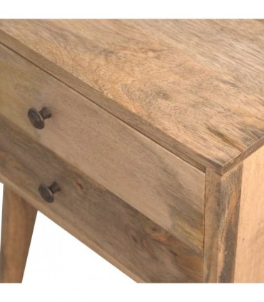 Artisan Furniture Solid Wood Modern Solid Wood Bedside, 2 Drawers, Beige