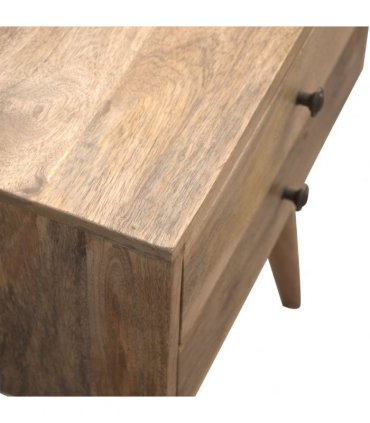 Artisan Furniture Solid Wood Modern Solid Wood Bedside, 2 Drawers, Beige