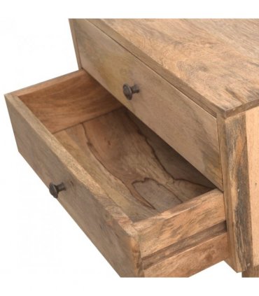 Artisan Furniture Solid Wood Modern Solid Wood Bedside, 2 Drawers, Beige