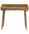 Artisan Furniture Solid Wood Gallery Back Shell Writing Desk, 3 Drawers, Beige