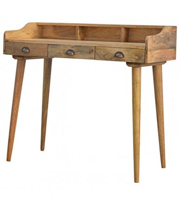 Artisan Furniture Solid Wood Gallery Back Shell Writing Desk, 3 Drawers, Beige