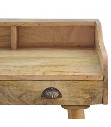 Artisan Furniture Solid Wood Gallery Back Shell Writing Desk, 3 Drawers, Beige