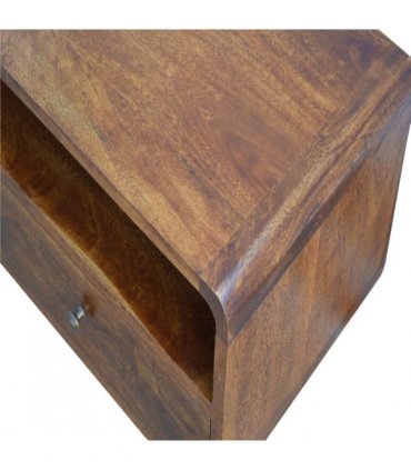Artisan Furniture Solid Wood Curved Chestnut Media Unit, 2 Drawers, Dark Brown