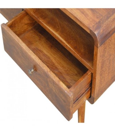 Artisan Furniture Solid Wood Curved Chestnut Media Unit, 2 Drawers, Dark Brown