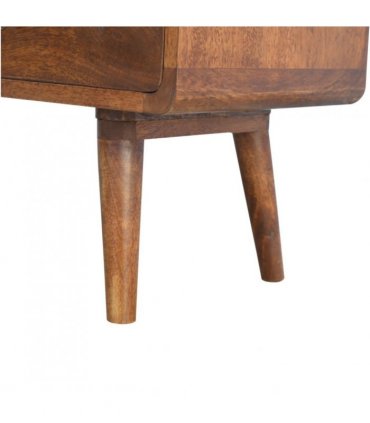 Artisan Furniture Solid Wood Curved Chestnut Media Unit, 2 Drawers, Dark Brown