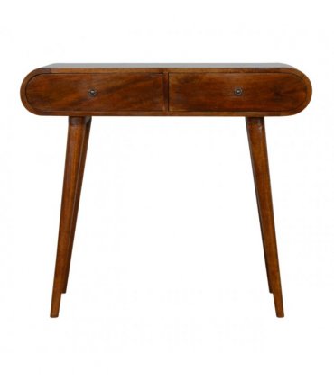 Artisan Furniture Solid Wood Chestnut London Console Table, 2 Drawers, Dark Brown