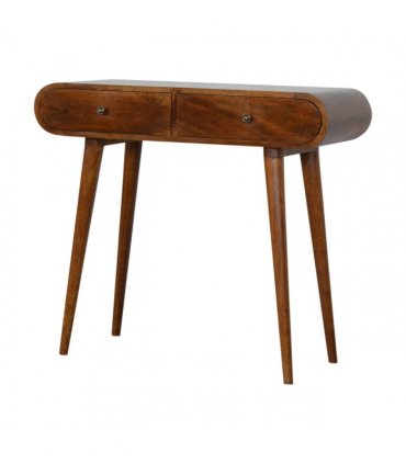 Artisan Furniture Solid Wood Chestnut London Console Table, 2 Drawers, Dark Brown