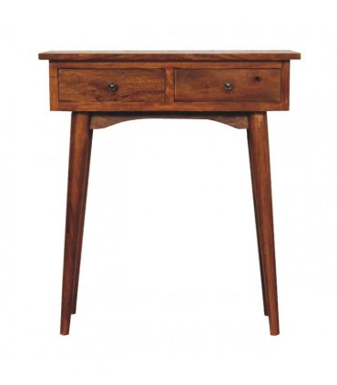 Artisan Furniture Solid Wood Mini Chestnut Hallway Console, 2 Drawers, Dark Brown