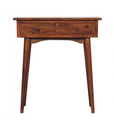 Artisan Furniture Solid Wood Mini Chestnut Hallway Console, 2 Drawers, Dark Brown
