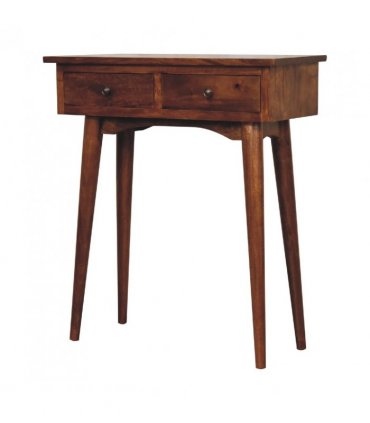 Artisan Furniture Solid Wood Mini Chestnut Hallway Console, 2 Drawers, Dark Brown