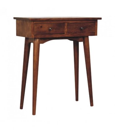 Artisan Furniture Solid Wood Mini Chestnut Hallway Console, 2 Drawers, Dark Brown