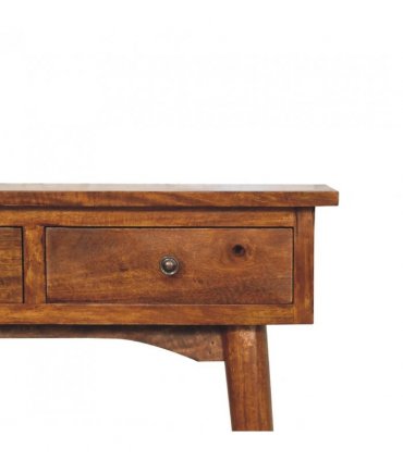 Artisan Furniture Solid Wood Mini Chestnut Hallway Console, 2 Drawers, Dark Brown