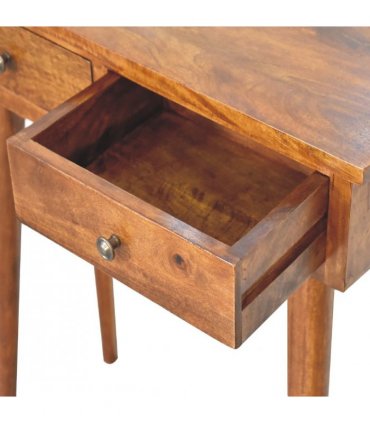 Artisan Furniture Solid Wood Mini Chestnut Hallway Console, 2 Drawers, Dark Brown